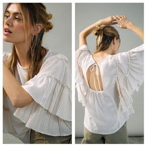 Anthropologie L Pilcro Sybil Ruffle-sleeve Blouse